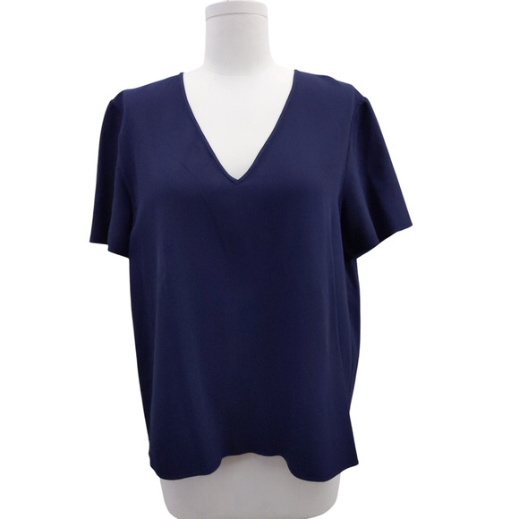 Jenni Kayne Blue V-Neck Short Sleeve Top - Picture 1 of 9
